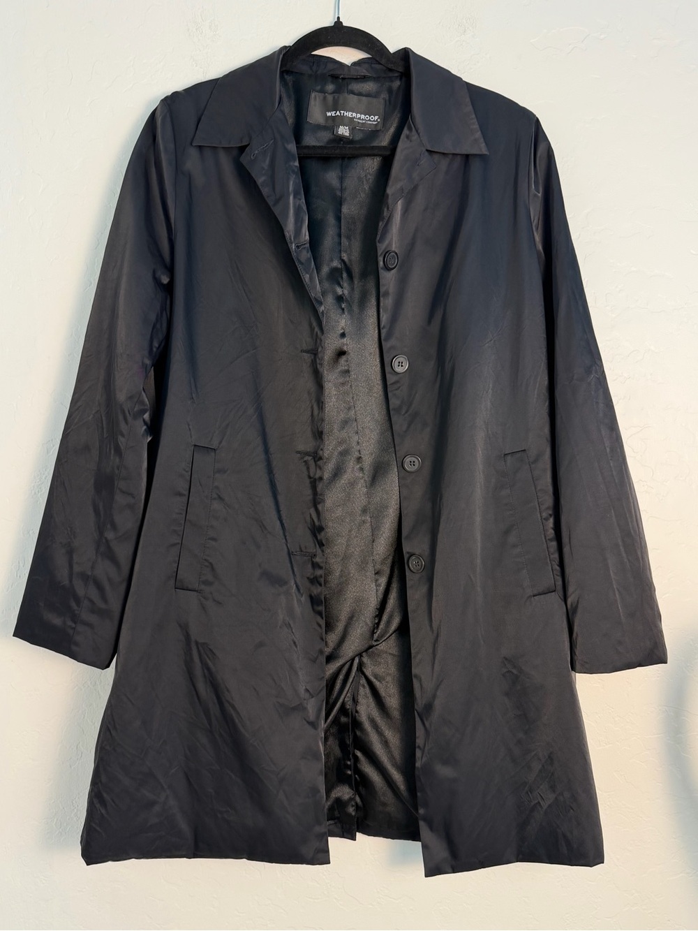 Weatherproof Women’s Medium Black Nylon Outwear Rain Trench Minimalist Coat